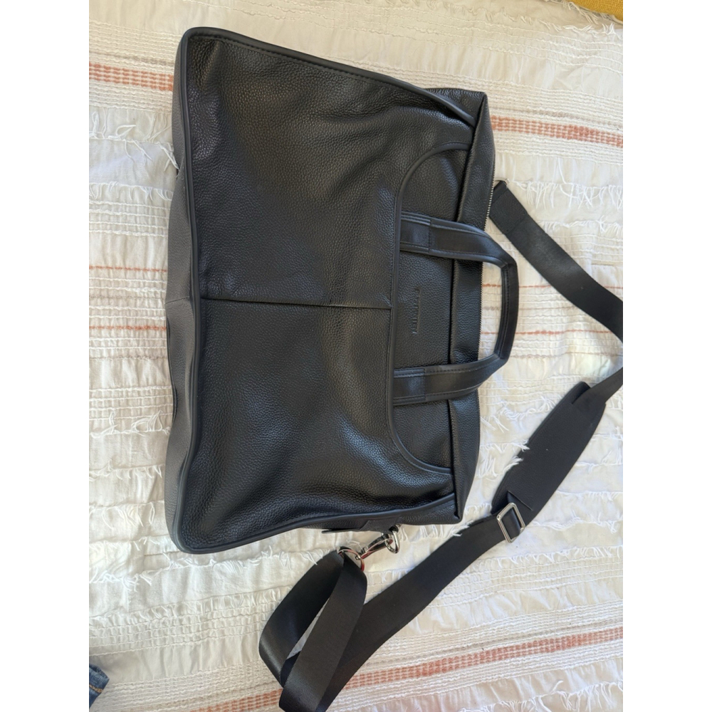 BOSTANTEN - Black Leather - Business Briefcase / Messenger Shoulder Bag /Laptop